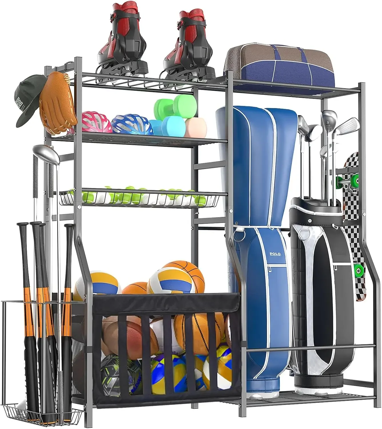 Sports Equipment Garage Organizer - Heavy Duty Garage Sports Equipment Organizer