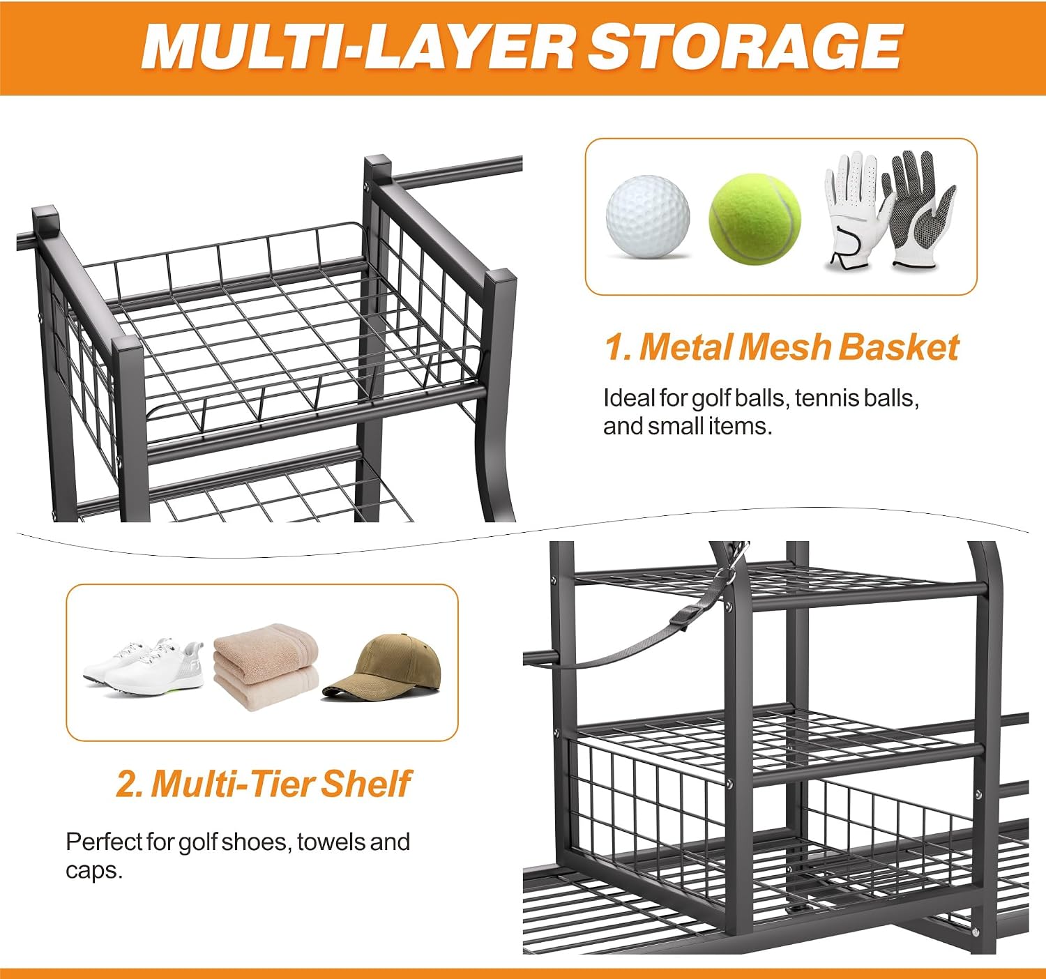 Golf Bag Storage Rack Organize - Sports Equipment Garage Organizer review and price