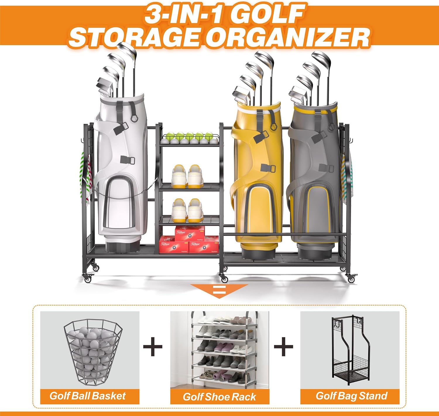 Golf Bag Storage Rack Organize - Sports Equipment Garage Organizer review and price