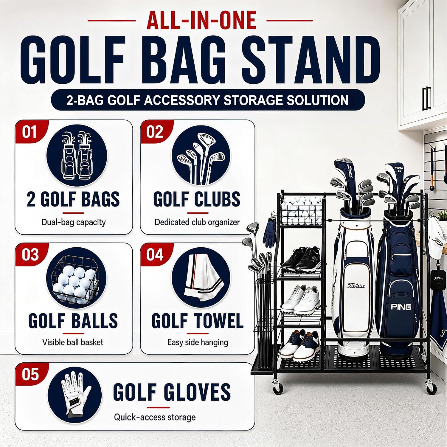 Heavy Duty Golf Bag Storage Ra - Sports Equipment Garage Organizer review and price