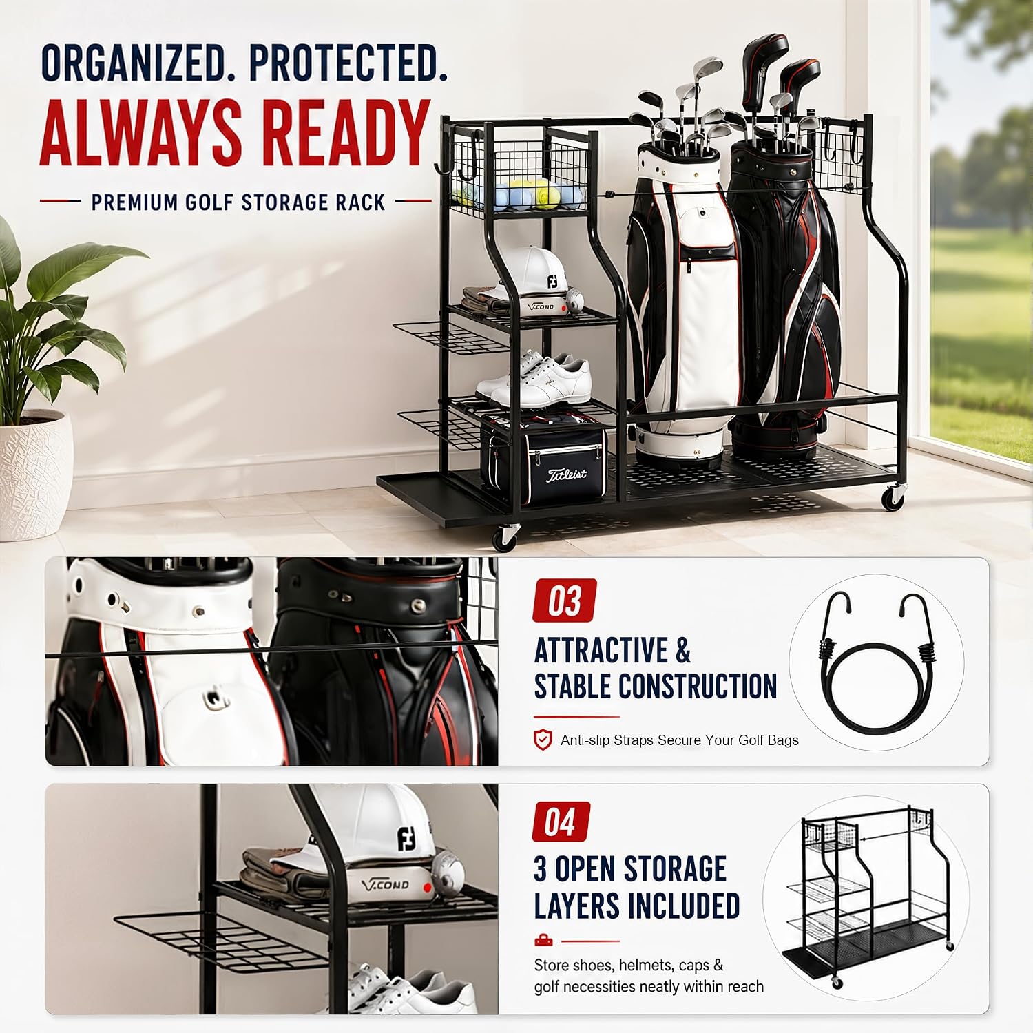 Heavy Duty Golf Bag Storage Ra - Sports Equipment Garage Organizer review and price