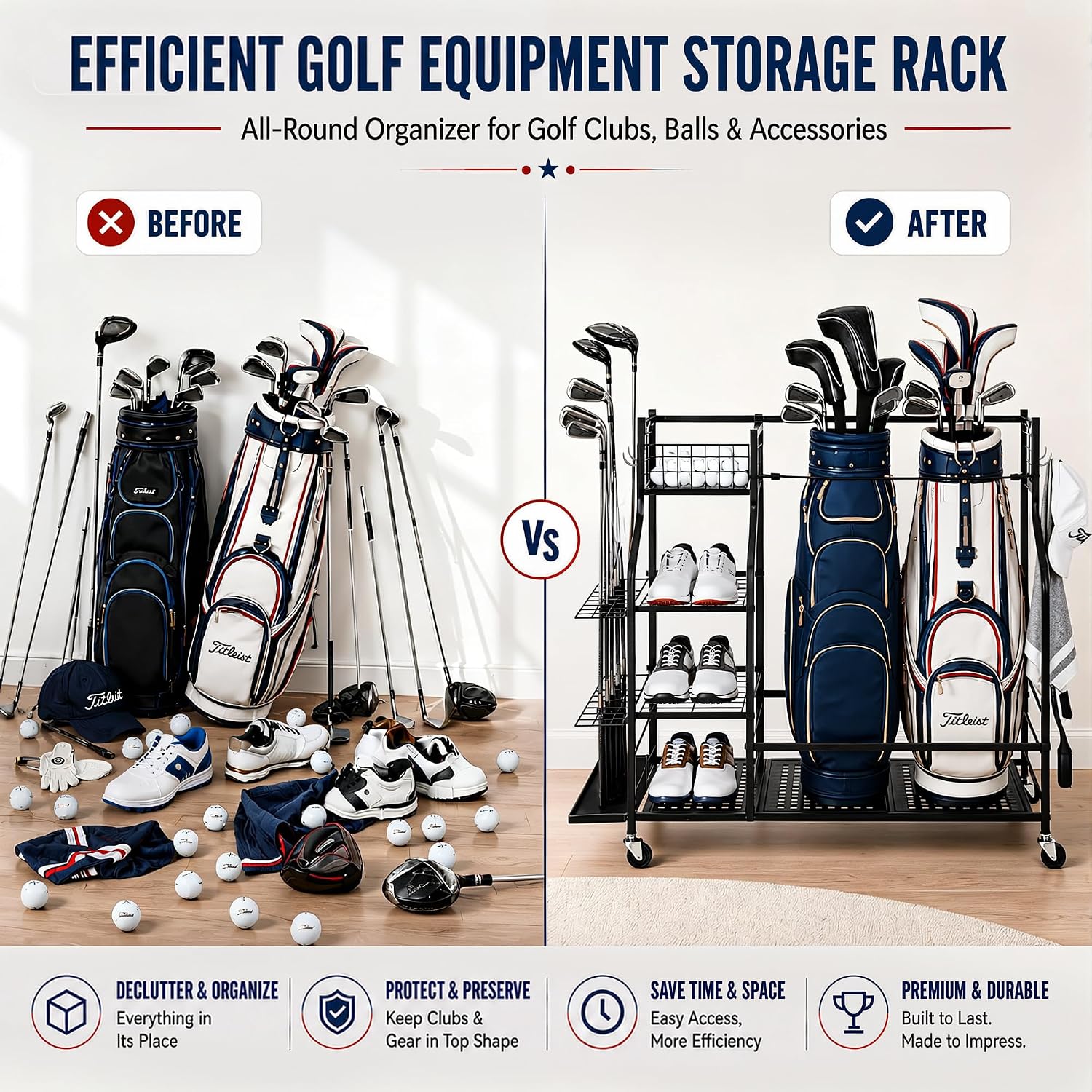 Heavy Duty Golf Bag Storage Ra - Sports Equipment Garage Organizer review and price