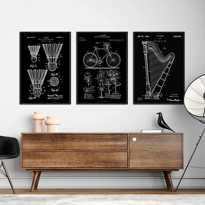 Patent Black And White poster  - Sports Equipment Drawing review and price